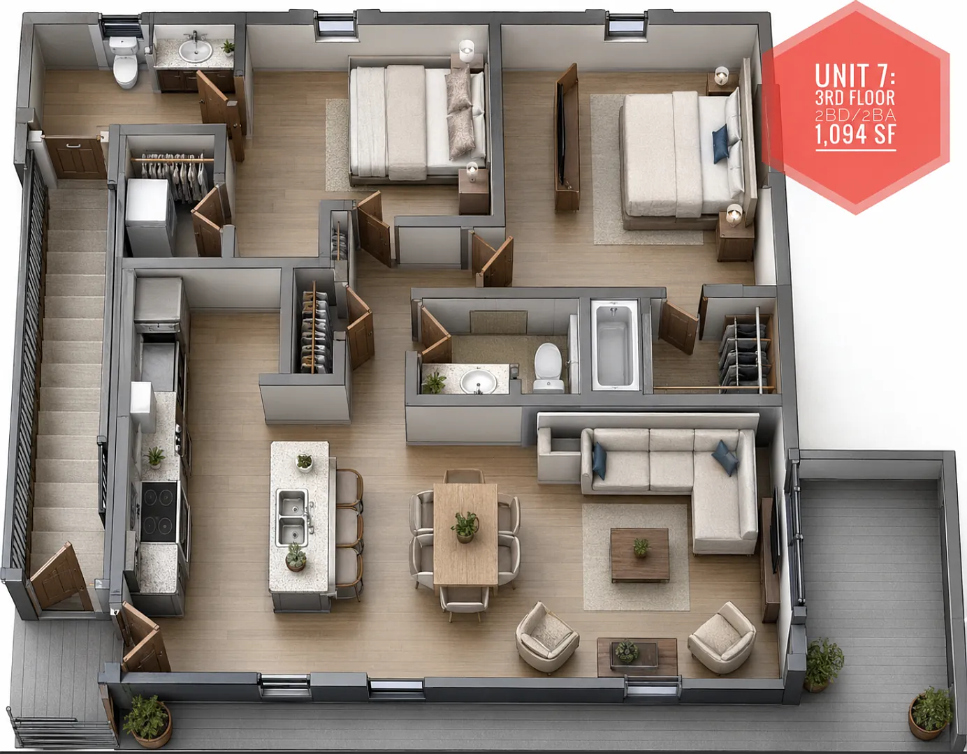 2 BD 2 BA 3rd floor corner unit w/ skyline view — Photo 3