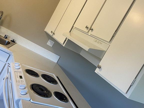 Granite countertops, electric oven, newly renovated kitchen, all new sink, cabinet, floors. Very nice.