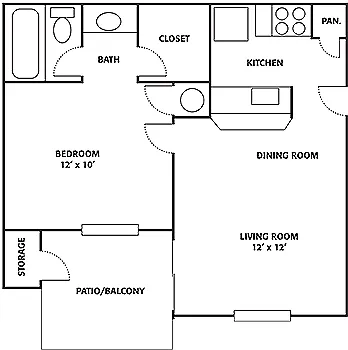 Floor plan 1 Bed 1 Bath Small