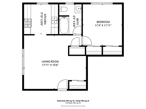 Floor plan 1 Bed 1 Bath
