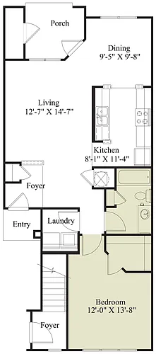 Floor plan 1 Bedroom - 1 Bathroom