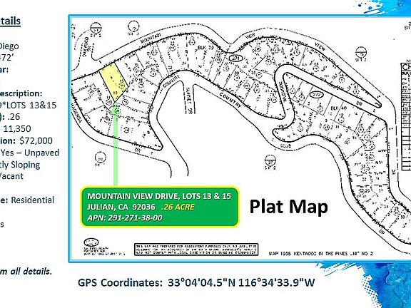 Lot details and plat map.