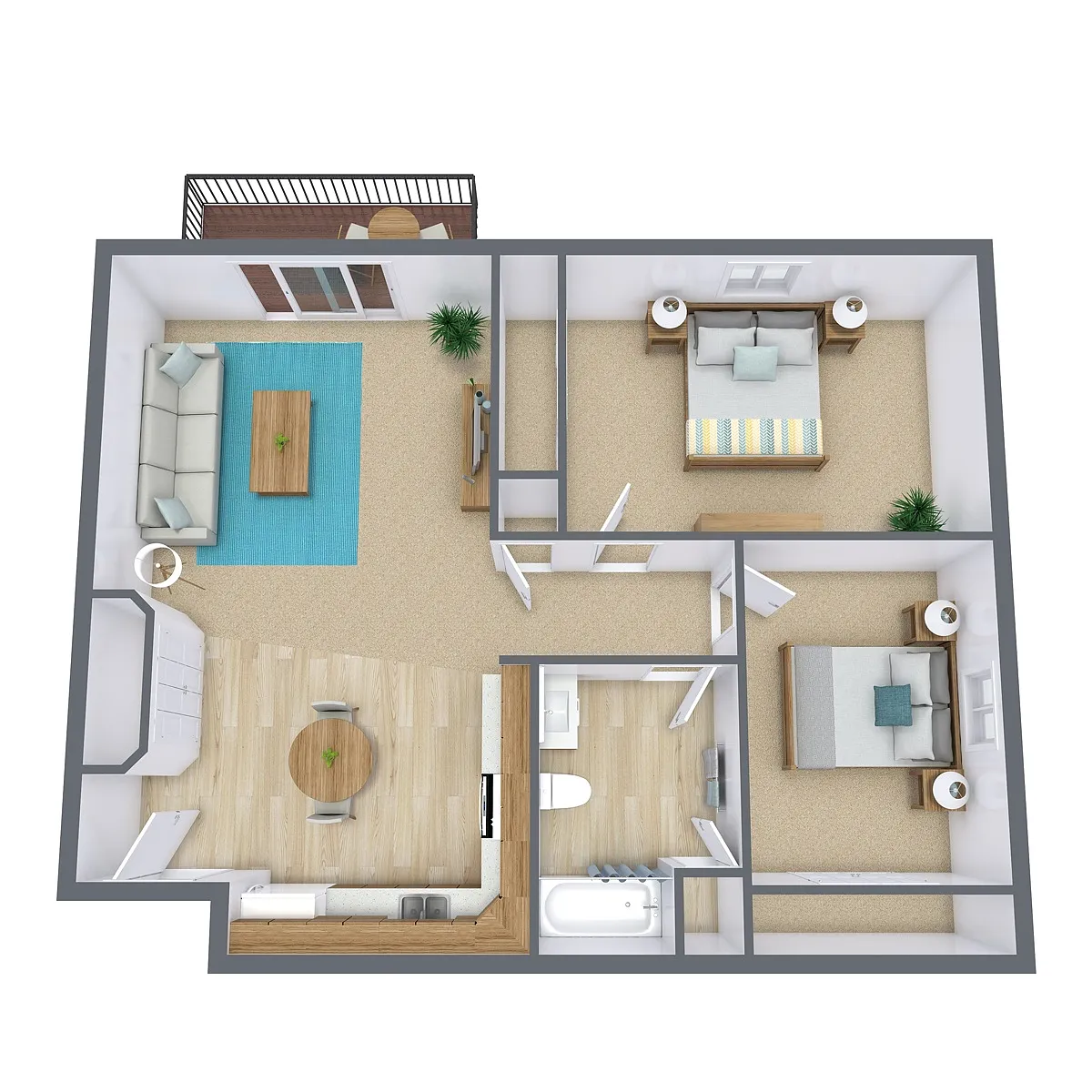 Floor plan Two Bedroom 21A