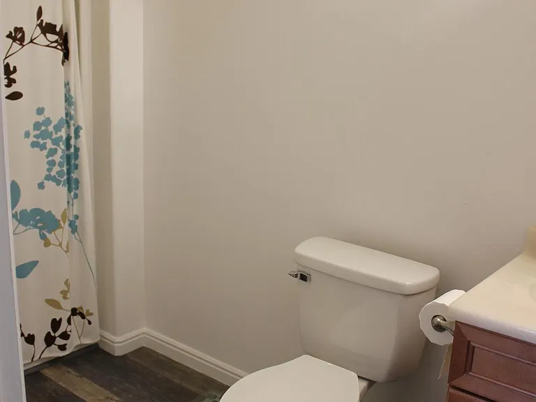 Master bathroom with extra large shower.