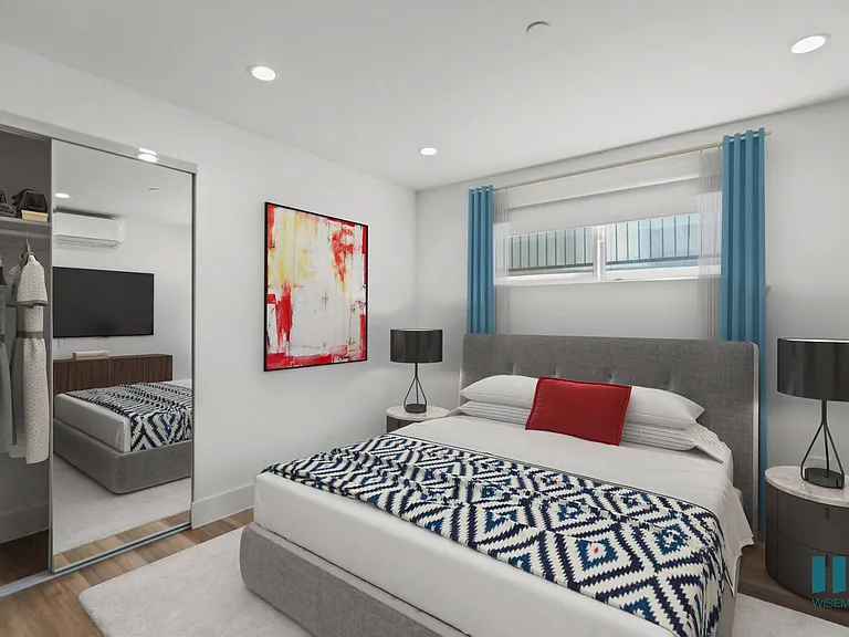Bedroom with Mirrored Closet with Shelving