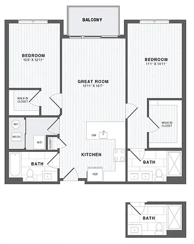 Floor plan 2 Bed/2 Bath-B3