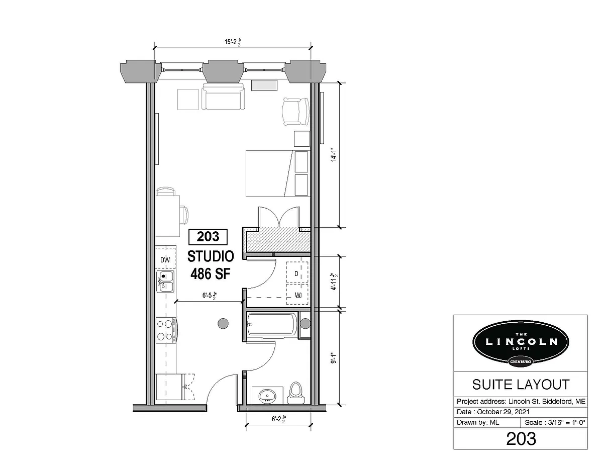 Floor plan Studio - 1 Bath