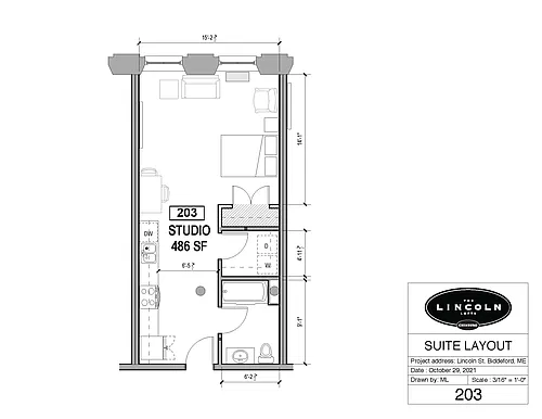 Floor plan Studio - 1 Bath