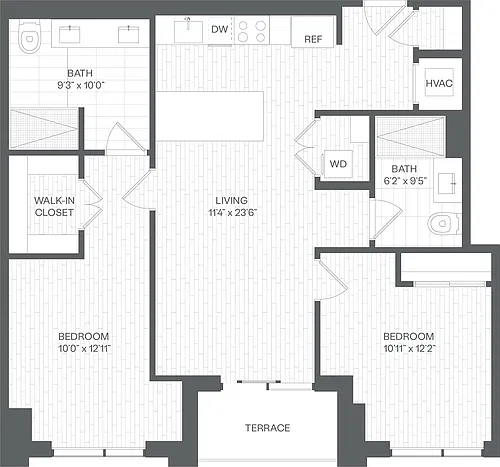 Floor plan 2 Bed/2 Bath-BA1