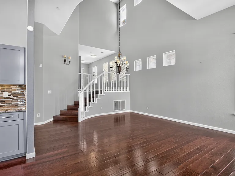 Hardwood Dining/Living room combination.