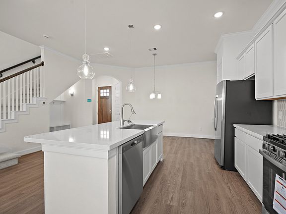 Kitchen with pendant lighting