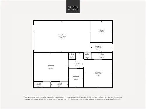 Floor plan 2 Bedroom 1 Bath