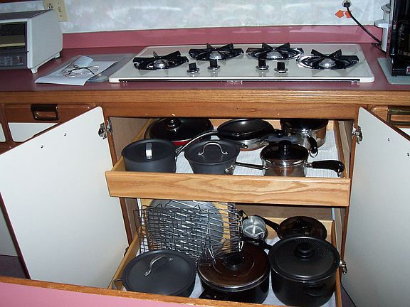 Gas Stove Top with Custom Built in Drawers