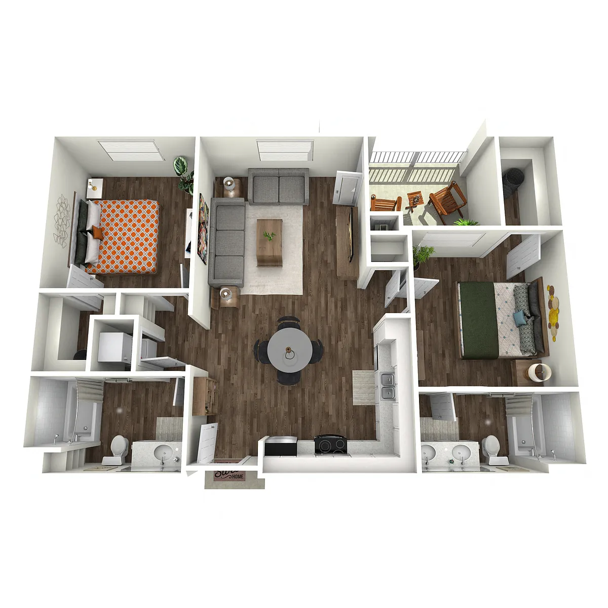 Floor plan 2B - 2 Bed 2 Bath