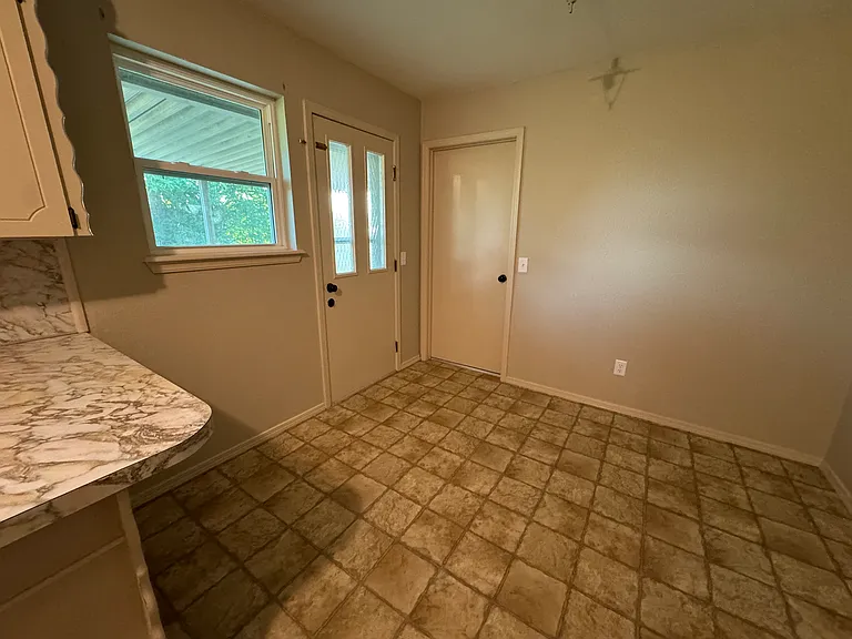 Backyard patio & attached garage entry doors