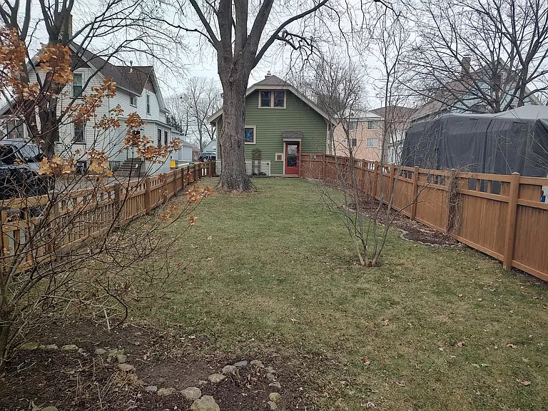 fenced back yard