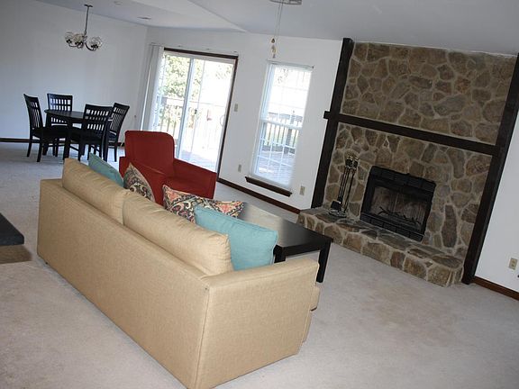 open living area with fireplace