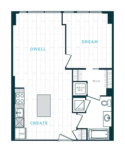 Floor plan 1 Bed/1 Bath sl-a09a