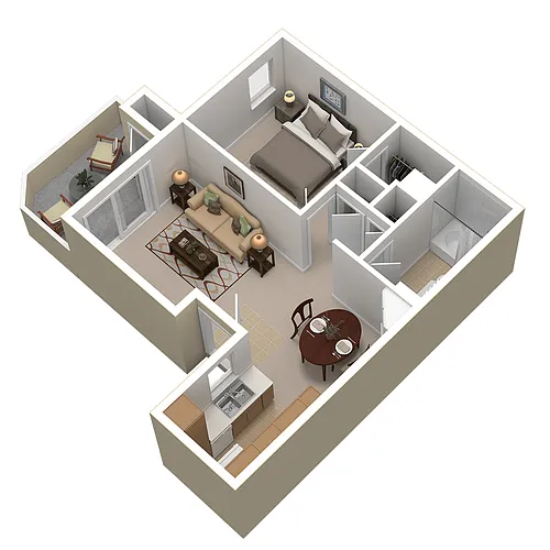 Floor plan 1 Bed 1 Bath (A)