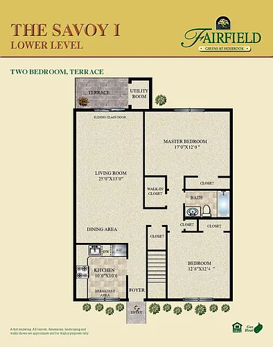 Floor plan 2BR 1BTH SAVOY I LOWER