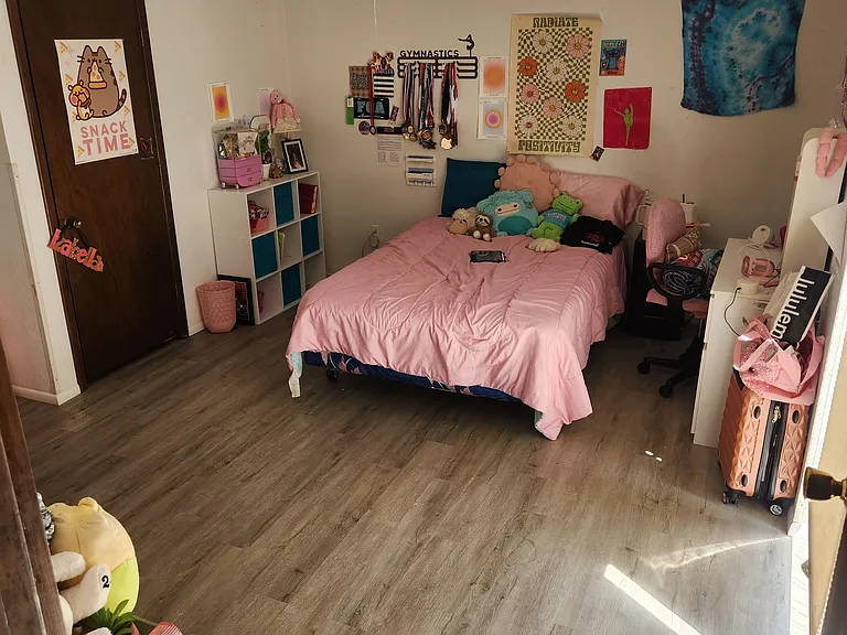 Large downstairs bedroom with slider to backyard