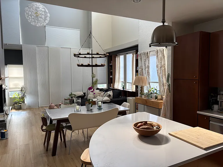 Kitchen into dining and living area