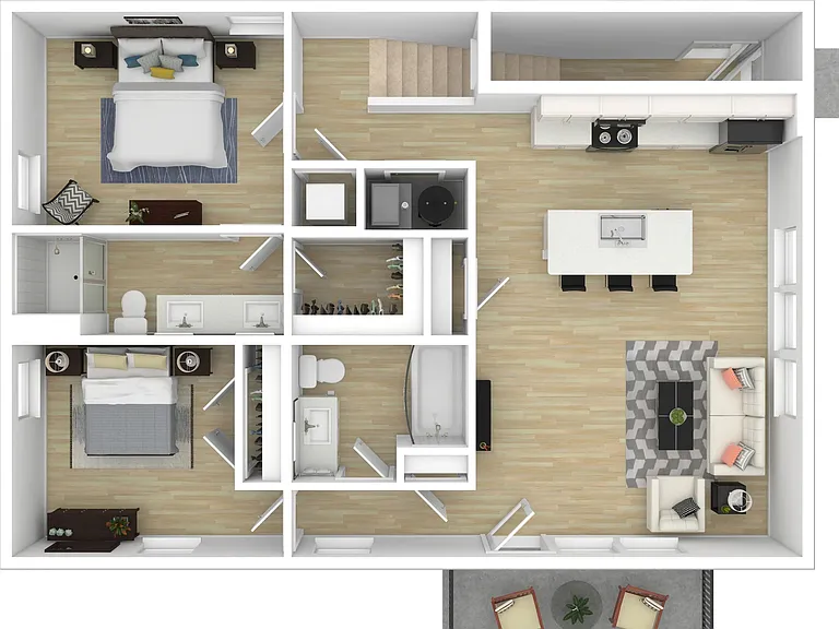 2BR Stacked Duplex- Upper 2BR Stacked Duplex- Upper