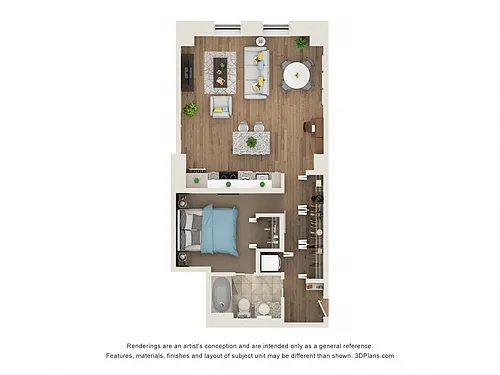 Floor plan 1 Bed, 1 Bath