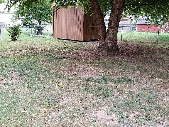 back yard with storage 


