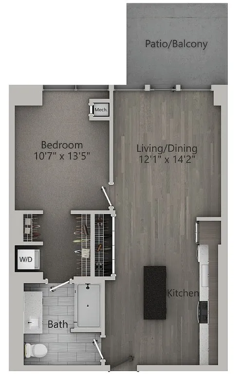 Floor plan A4 | 1 Bedroom | 739 SF