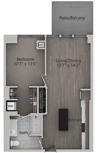 Floor plan A4 | 1 Bedroom | 739 SF