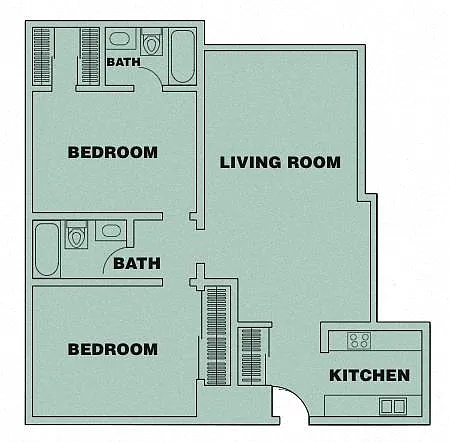 Floor plan 2 Bed/ 2 Bath