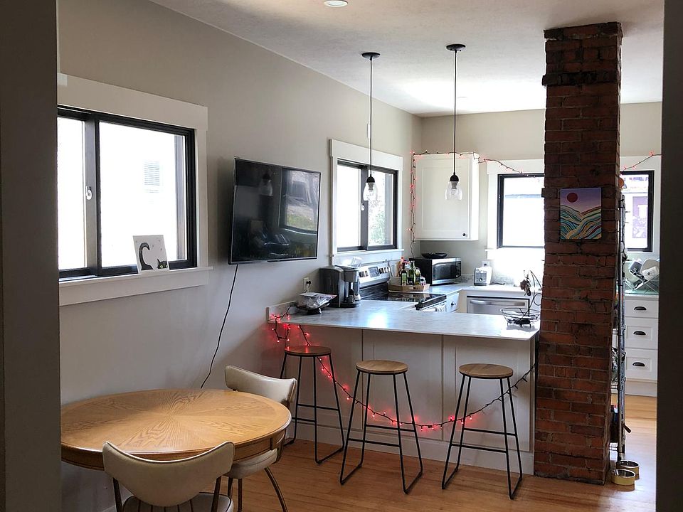 spacious living room and kitchen