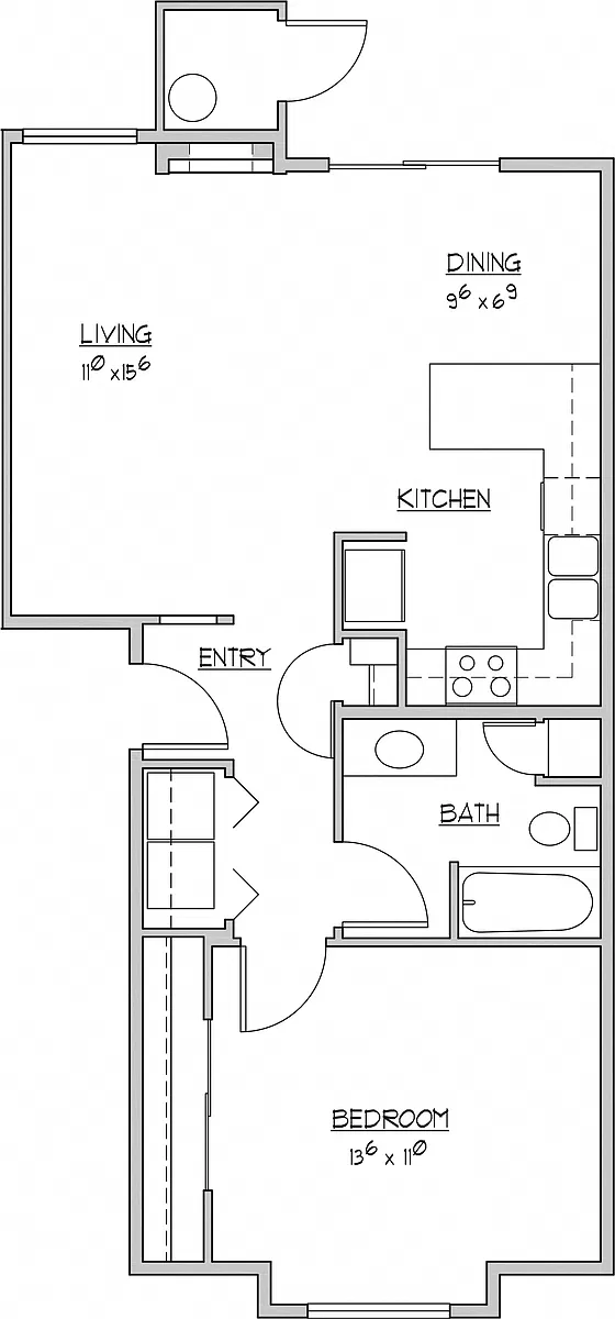 Floor plan 1 Bedroom 1 Bathroom
