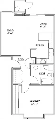 Floor plan 1 Bedroom 1 Bathroom