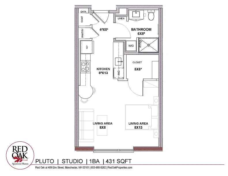 Floor plan The Pluto - Large Studio