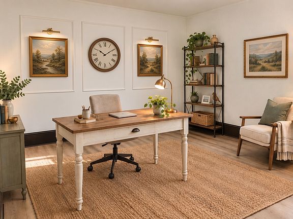 AI suggestion of a home office on the west side of the 2nd large living space