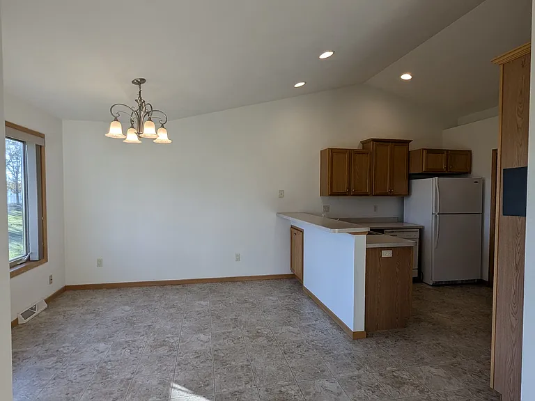 View to kitchen area from living room