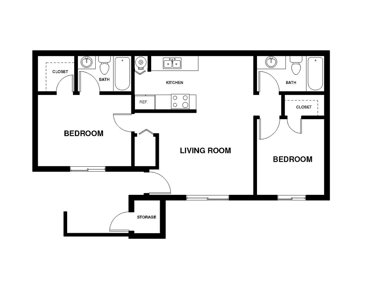 Floor plan 2 Bedroom 2 Bathroom