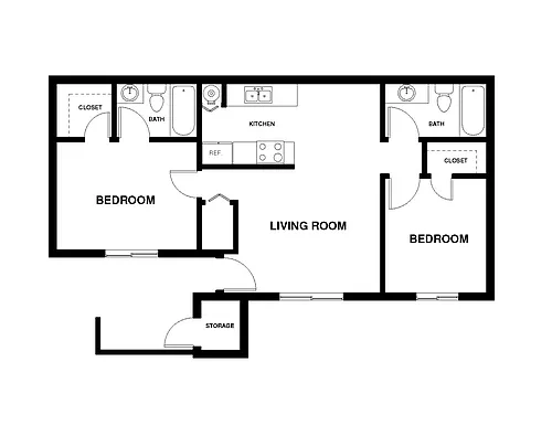Floor plan 2 Bedroom 2 Bathroom