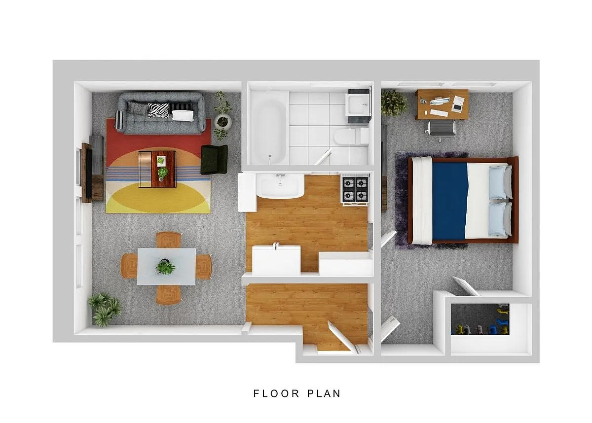Floor plan One Bedroom A - Garden Level