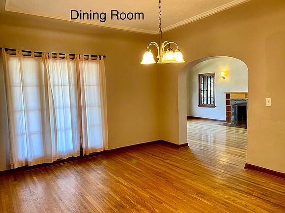 Dining room with French doors.
