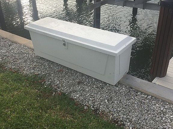 Dock box with boat slip