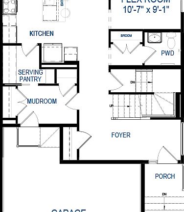 A blackline drawing of the Accadia 28 model by Brookfield Residential