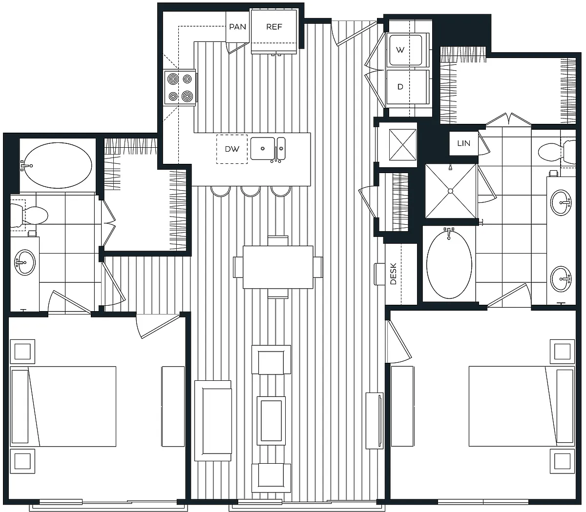 Floor plan 2 Bed/2 Bath-H
