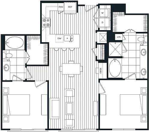 Floor plan 2 Bed/2 Bath-H