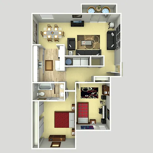 Floor plan 2 Bed, 1 Bath B (80% Income Restricted)