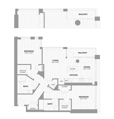 Floor plan 2 Bed/2 Bath-X19