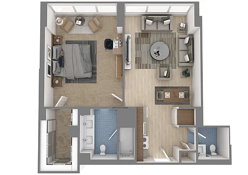 Floor plan 1 Bed | 1.5 Bath