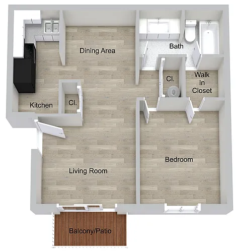 Floor plan One Bedroom Renovated